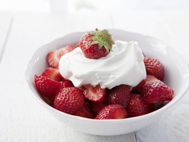 Fruit with cream.