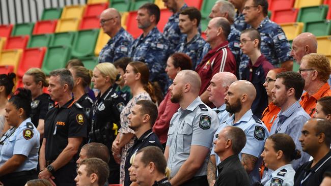 Police memorial serive fro Constable Rachel McCrow and Constable Matthew Arnold at the Townsville Stadium. Picture: Evan Morgan