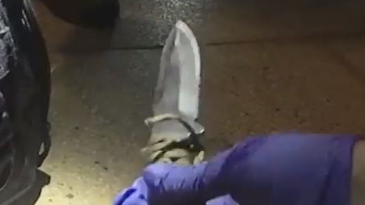 The knife used in the attack on Brisbane lawyer Aaron Anderson. Picture: Supplied