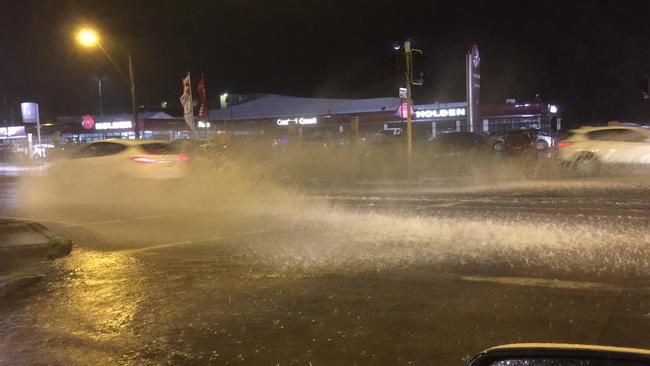 Flooding on the Central Coast Highway at West Gosford. Picture: Llewellyn Lazaro