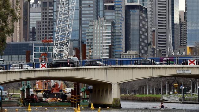 The Swan St Bridge works. Picture: Jay Town