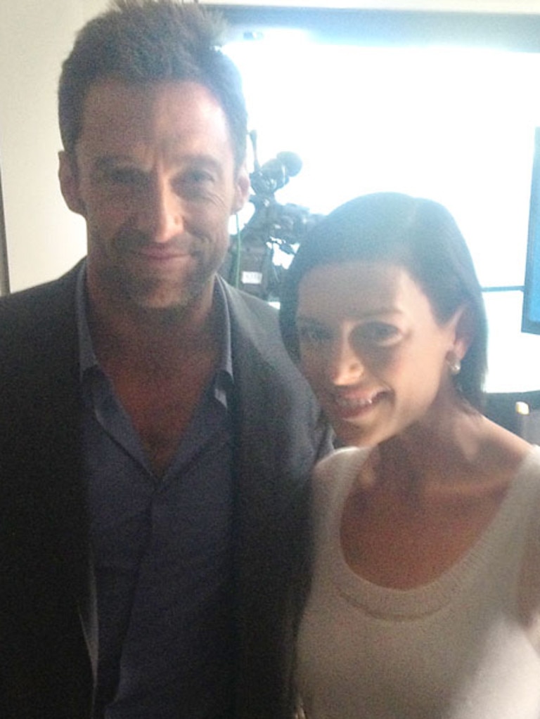 Belinda Heggen with actor Hugh Jackman during her radio days.