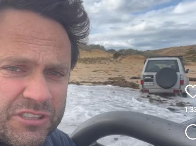 Wanganeen’s 4WD hurt by sea as Insta post turns scary