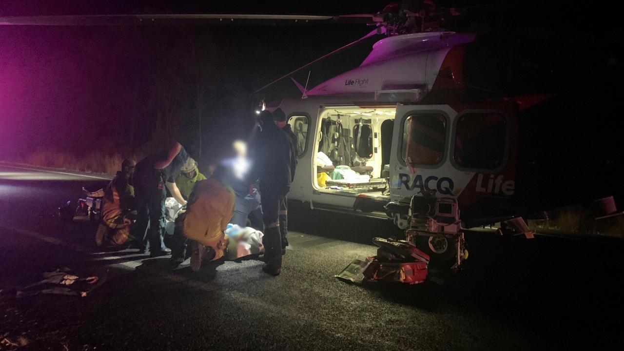 The Toowoomba-based RACQ LifeFlight Rescue helicopter flew a patient to Princess Alexandra Hospital after two trucks were involved in a head-on crash south-west of Toowoomba.