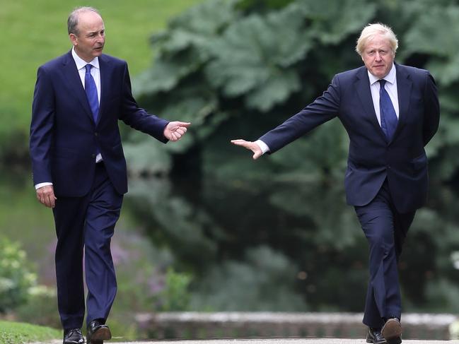 Prime Minister Boris Johnson (right) and Taoiseach Micheal Martin in Belfast. Picture: Getty Images