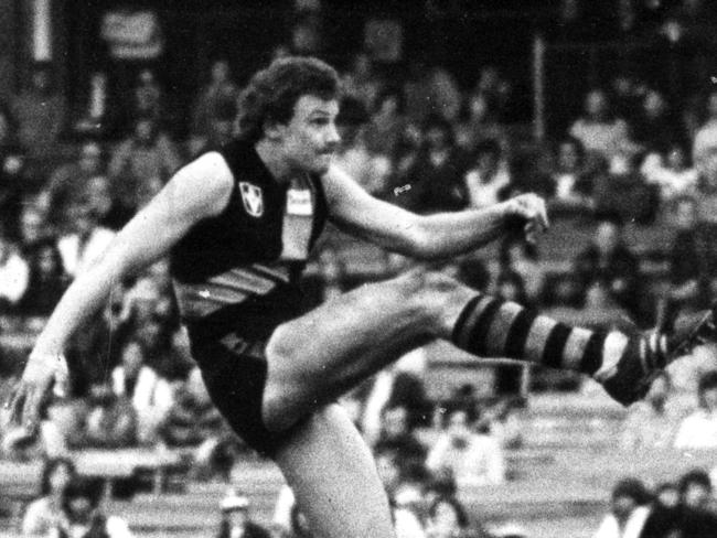 Michael Roach kicks his 100th goal in 1980.