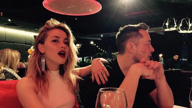 Amber Heard celebrates her birthday with Elon Musk at Moo Moo Bar and Grill. Picture: Instagram