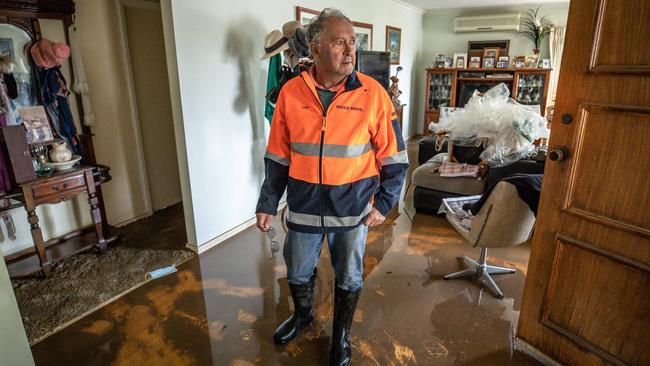 Leigh Milgates copped the brunt of the high waters on his corner block. Picture: Jason Edwards