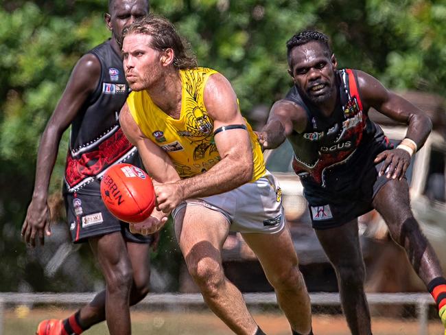 Brodie Filo of Nightcliff was in electric form against Tiwi in Round 4. Picture: Warren Leyden / AFLNT Media