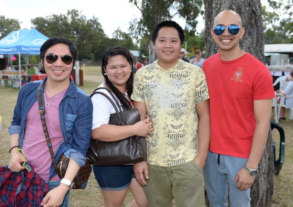 L-R Levy Portales, Kriza Montallana, Michael Montallana and Glenn Punzalan from the Philippines at the Cultural Festival held at the Heritage Village on Sunday. Photo: Chris Ison / The Morning Bulletin. Picture: Chris Ison