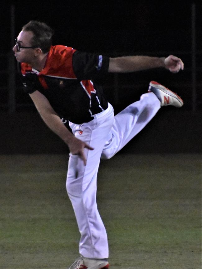 Doug Harris was one of the senior players for Lawrence in the club’s successful first foray into the Cleavers Night Cricket competition in 2020/21. Photo Bill North / The Daily Examiner