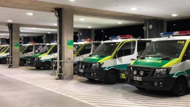 Ambulance ramping at the new Royal Adelaide Hospital. Picture: Ambulance Employees Association Facebook page