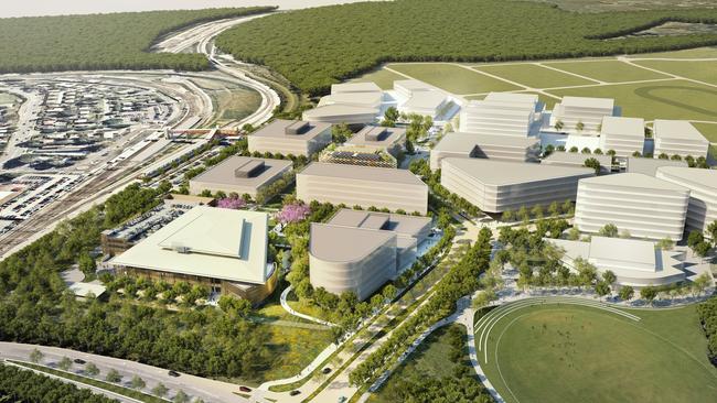 An aerial view of what the university campus will look like at Petrie.