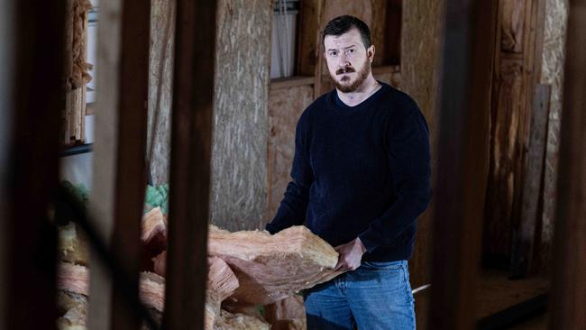 Edward Gilmore at his unfinished home at O'Halloran Hill. Picture: Kelly Barnes