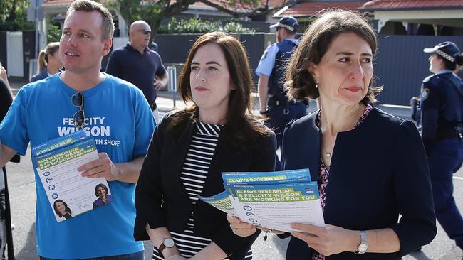 The Premier with Liberal North Shore candidate Felicity Wilson at the polls today.