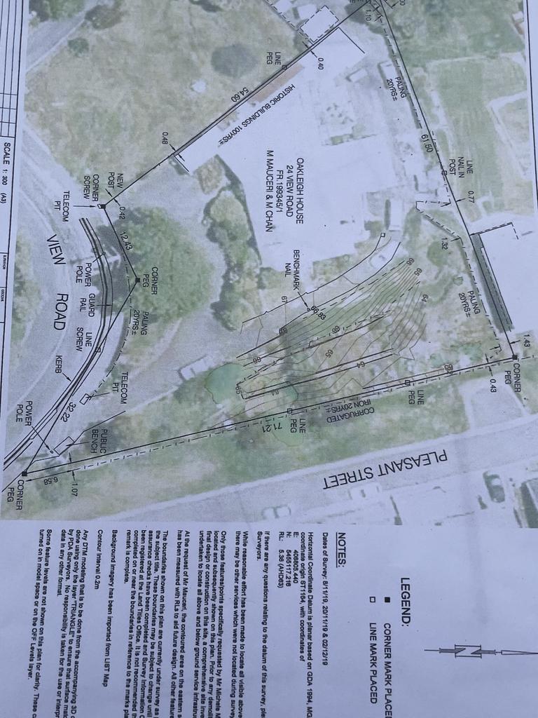 A property survey shows the border cutting across a small section of footpath on View Road.