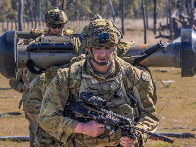 Australian Army Private Jacob Hosking, from the 2nd Battalion, The Royal Australian Regiment, packs his Javelin Anti-Tank Guided Missile during a patrol in the field near Stanage Bay during Exercise Talisman Sabre 2019. Picture: Sgt. 1st Class Whitney C. Houston/US Army