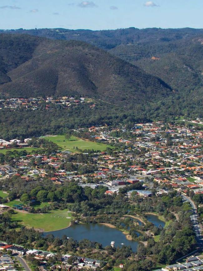 The Adelaide Hills foothills seen from the air, looking over the Campbelltown Council area. Picture: Supplied