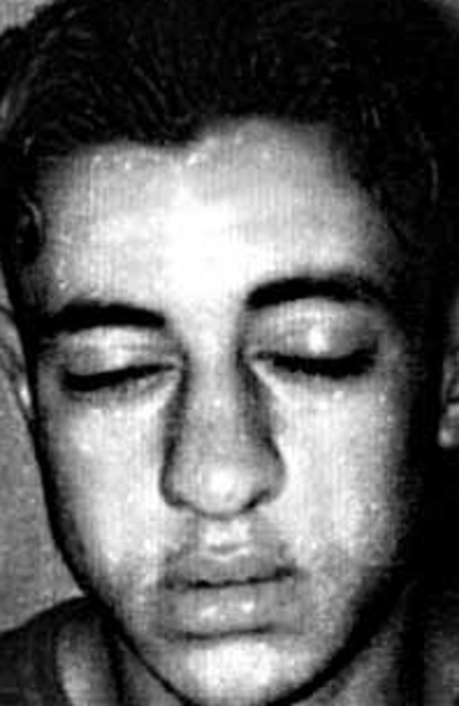 Mohammed Skaf’s eyes are closed in his mugshot after being arrested for the 2000 gang rapes. Picture: NSW Police.