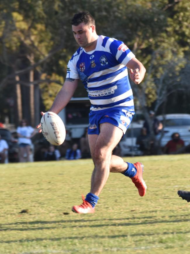 Beerwah Bulldogs captain-coach Jordan Meads in action during the Brisbane Division 1 Grand Final