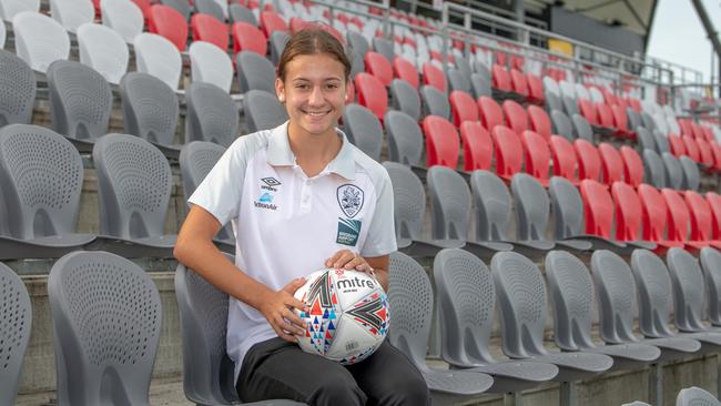 Brisbane Roar W-League player Indiah Riley from Murrumba Downs is looking forward to playing at Dolphin Stadium. Photo: Ant Sartori/ ATNC Photography