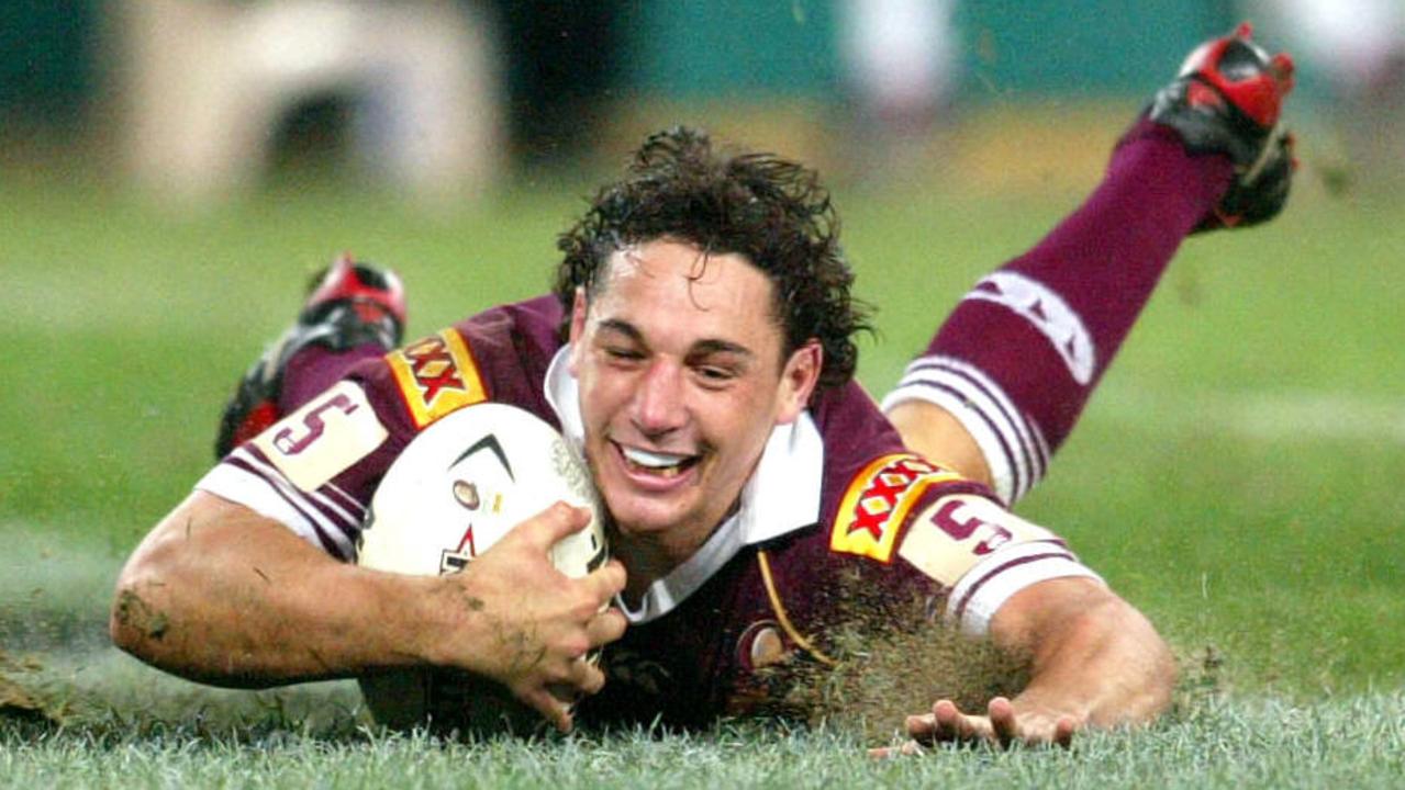 Billy Slater scores his first try during the 2004 State of Origin series.