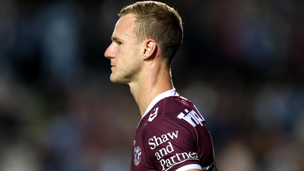 SYDNEY, AUSTRALIA - AUGUST 20: Daly Cherry-Evans of the Sea Eagles looks on during the round 23 NRL match between the Manly Sea Eagles and the Cronulla Sharks at 4 Pines Park, on August 20, 2022, in Sydney, Australia. (Photo by Cameron Spencer/Getty Images)