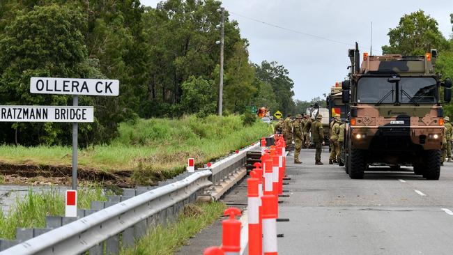 Thursday  February 6. Heavy rain causes flooding in North Queensland. The Prime Minister will visit Ollera Creek where the Australian Defence Force is delivering a temporary bridge structure to support rescue efforts. Picture: Evan Morgan