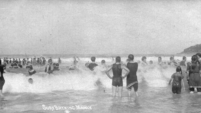 Bathers at Manly in the early 1900s. Picture Northern Beaches Library