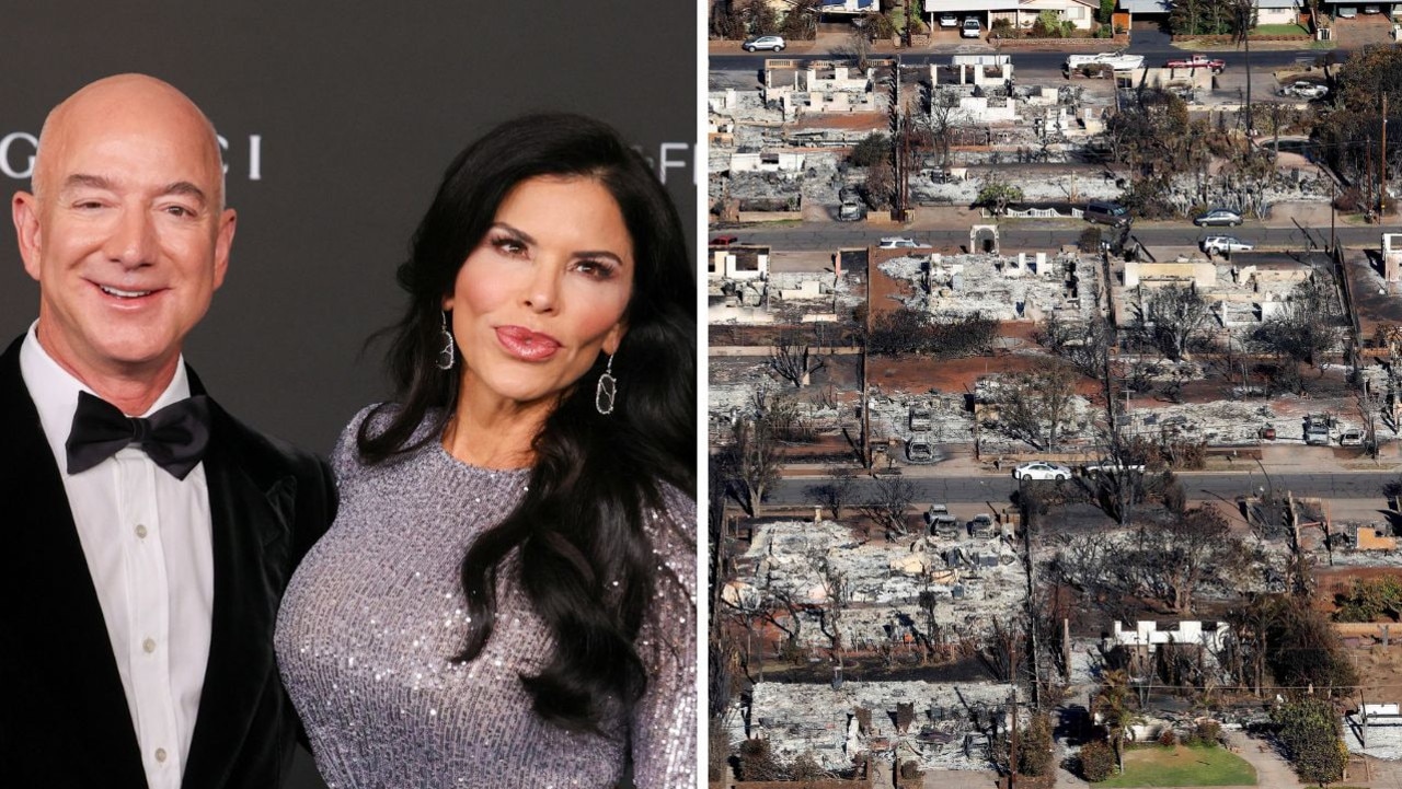 Jeff Bezos and Lauren Sanchez announced the donation on Instagram. Right picture: Justin Sullivan/Getty Images