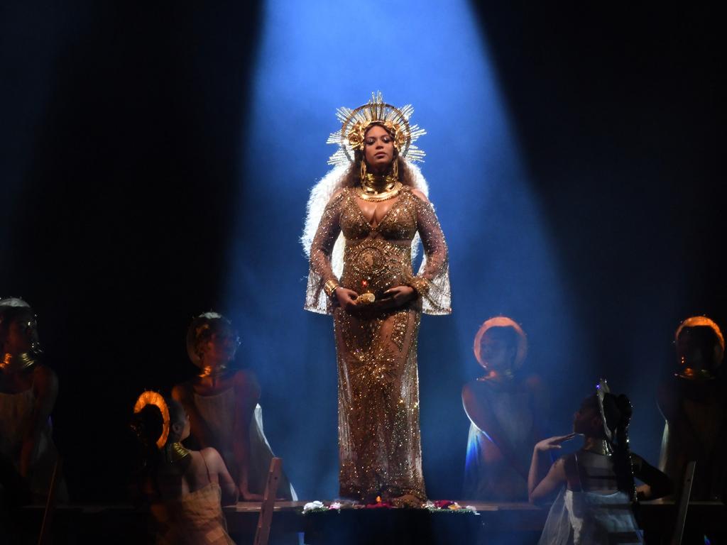 Beyonce performs onstage during The 59th GRAMMY Awards at STAPLES Center on February 12, 2017 in Los Angeles, California. Picture: Getty