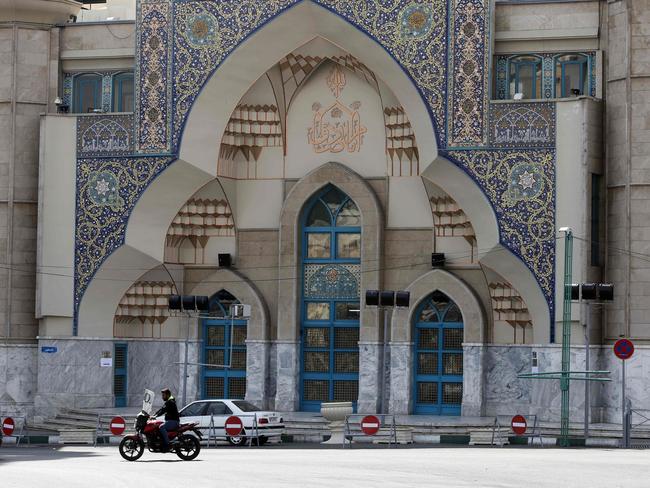 The entrance of a mosque that remains shut in the Iranian capital Tehran, after measures were taken to slow down the spread of the coronavirus COVID-19. Picture: AFP