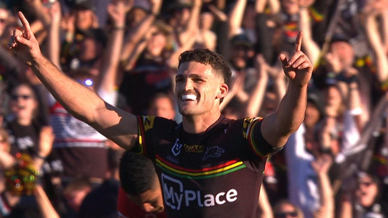 Panthers superstar Nathan Cleary has broken Dolphins hearts with an epic 43-metre golden point field goal in his comeback match.