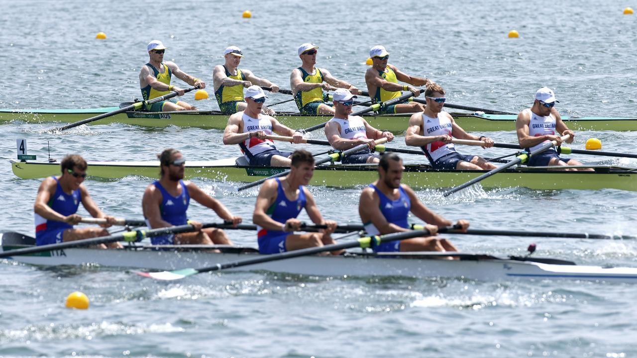 Australia out to a strong lead in the men’s fours. Picture: Leon Neal/Getty Images)