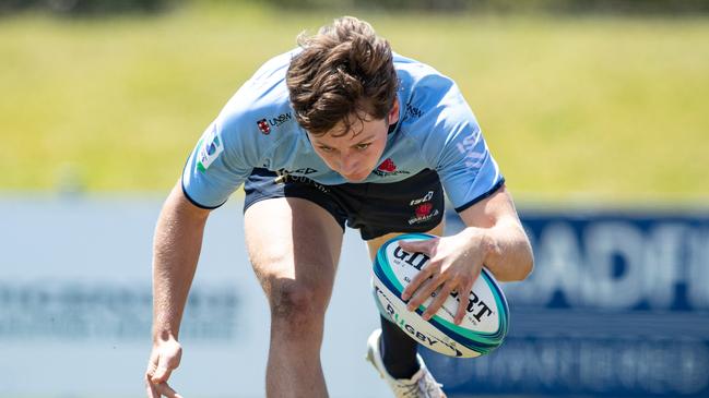 NSW player Tom Hartman scoring one of his numerous tries this season. Picture: Julian Andrews