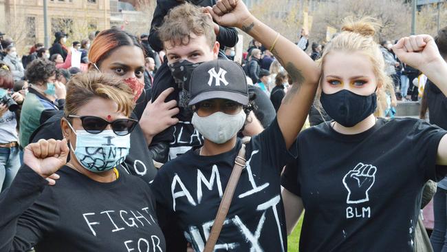 Images from the Black Lives Matter protest in Adelaide’s Victoria Square. Picture: Brenton Edwards