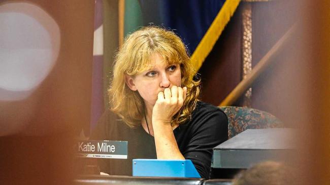 Aquaman - Tweed Council Meeting.Tweed Mayor Katie Milne at Tweed Coast Reserve Trust extraordinary meeting where she tried but failed to stop filming of Hollywood blockbuster Aquaman at Hastings Point.Picture: NIGEL HALLETT