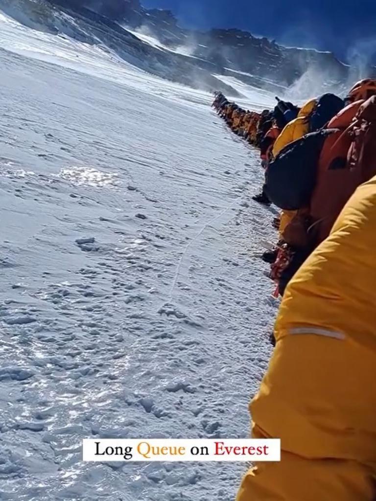 Images show lengthy queues to the Mt Everest summit during the 2023 season. Picture: TikTok