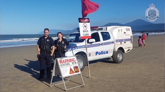 Croc hits the surf at Port Douglas beach