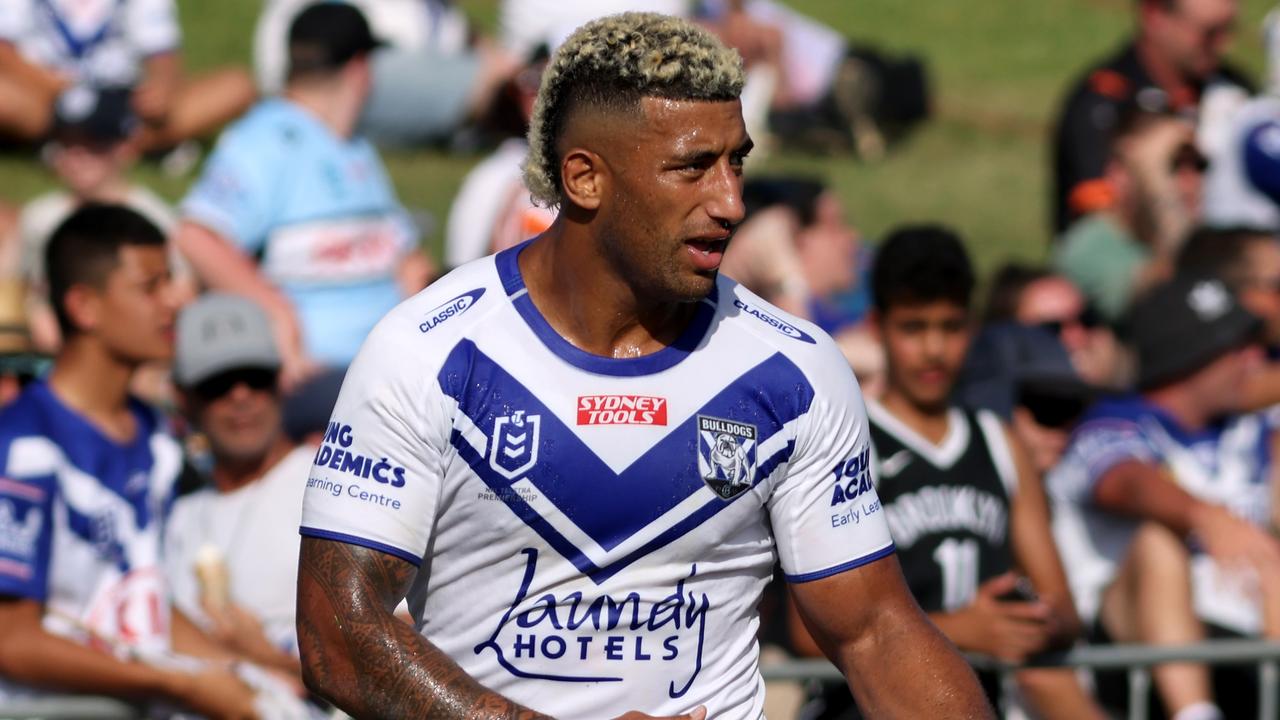 Viliame Kikau pictured during the first half of the Bulldogs trial against Cronulla at Belmore Sportsground. Picture: Damian Shaw