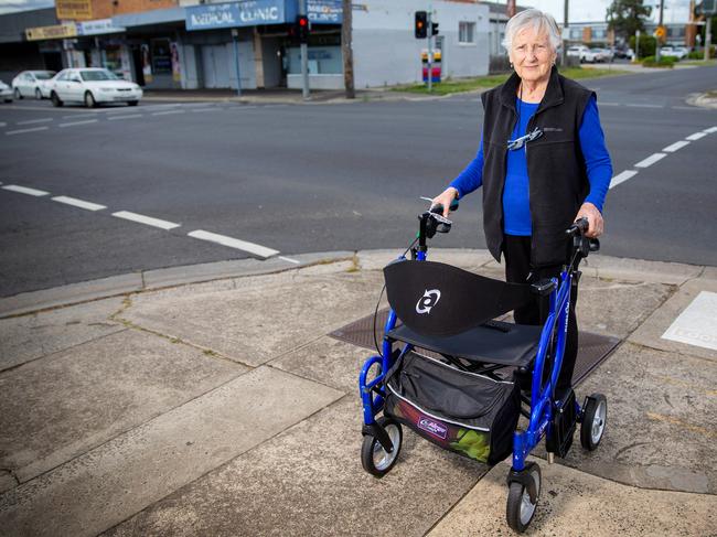 Marlene Beck was hit by a car at a crossing outside her home after a car failed to give way. Picture: Mark Stewart