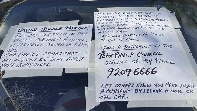 An abandoned car in Dalgety St, St Kilda, has finally been moved on after taking up valuable parking space for six months.