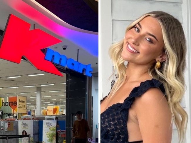 A woman has shared how she scored five tops from Kmart for the same price as one top at Kookai. Picture: TikTok/@avareevesshit