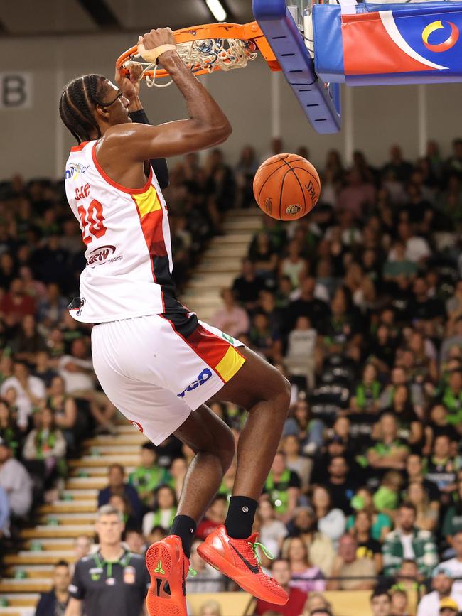 Alex Sarr’s athleticism was on full display in Melbourne. Picture: Getty Images