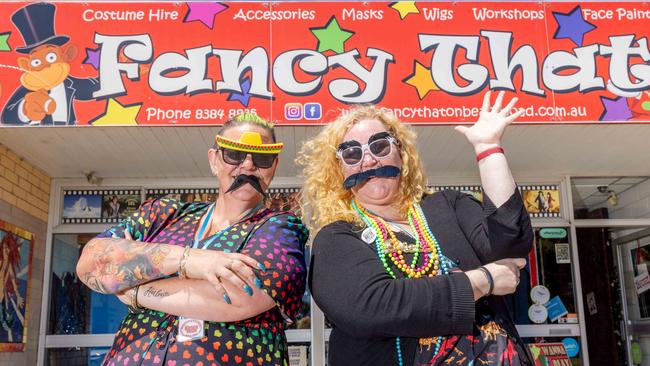 Nicky Bradley and Kate Billinghurst from Fancy That are putting their well-known costume shop on the market. Picture: Ben Clark