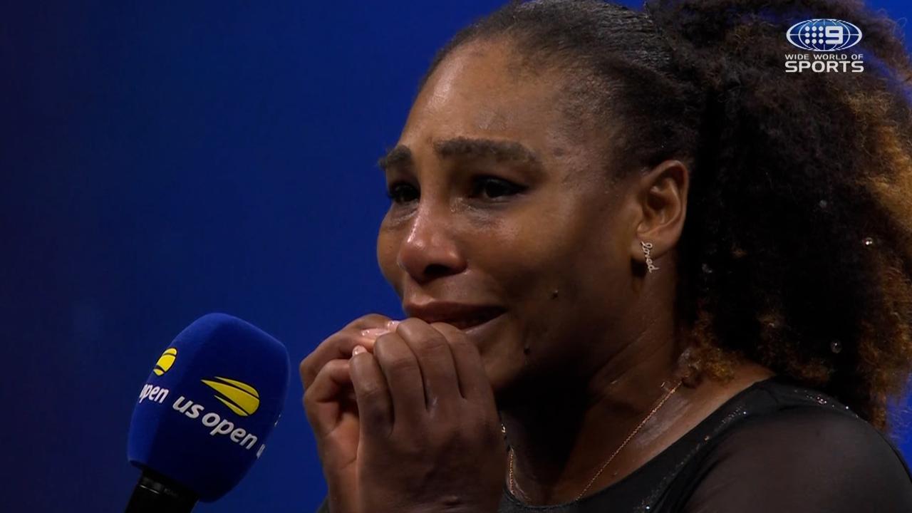 Serena Williams was visibly emotional in her post-match interview. Picture: Supplied