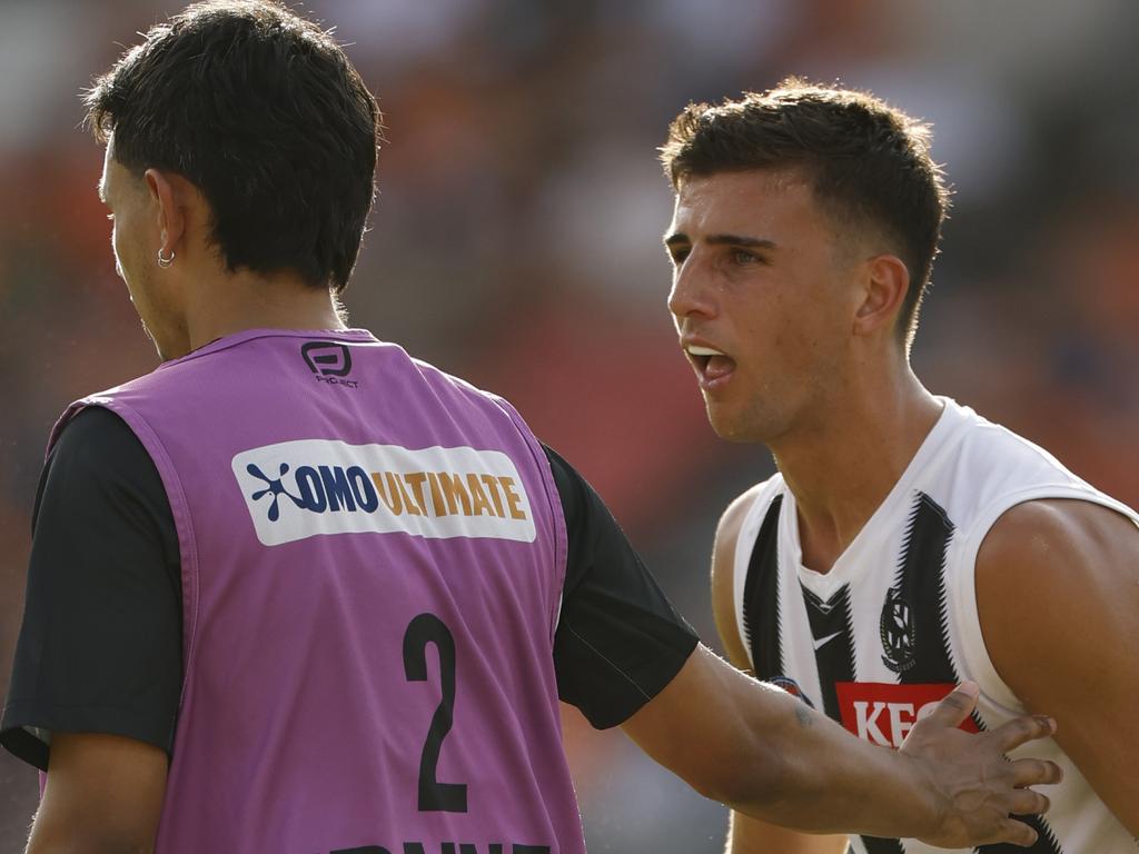 It was a tough first game for the Pies’ superstar. Picture: Darrian Traynor/Getty Images