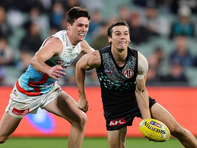 Power skipper Connor Rozee wasn’t able to exert his usual influence.