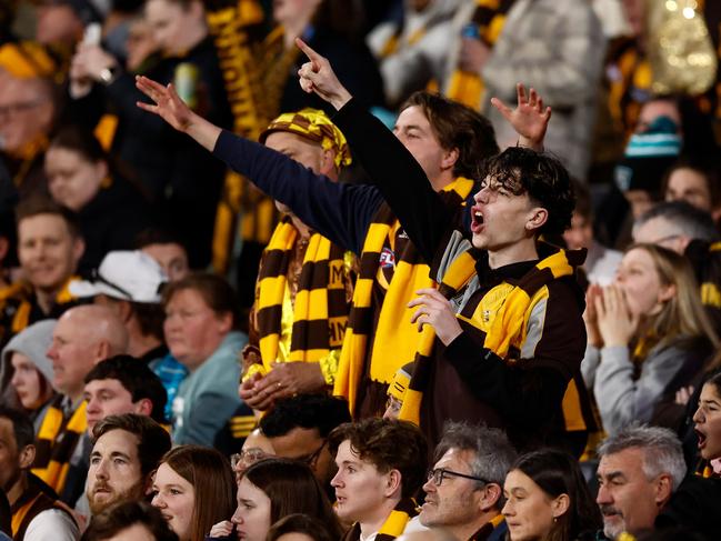 Hawks fans cheer. Picture: Getty