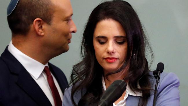 Former Israeli government minister Ayelet Shaked, right, pictured in 2018. Picture: AFP